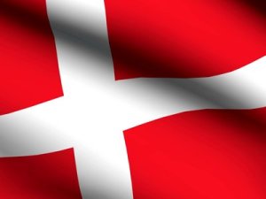 Flag of Denmark in wind